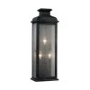 Pediment 8 in. W 3-Light Dark Weathered Zinc Outdoor 23.875 in. Wall Lantern Sconce with Clear Seeded Glass by Feiss