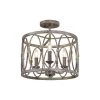 Patrice 14 in. 3-Light Deep Abyss Semi-Flush Mount with Open Oval Cage Shade by Feiss
