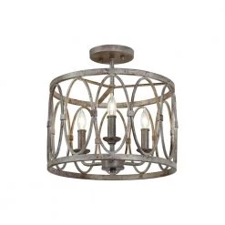 Patrice 14 in. 3-Light Deep Abyss Semi-Flush Mount with Open Oval Cage Shade by Feiss