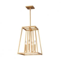 Conant 4-Light Gilded Satin Brass Hanging Pendant by Feiss