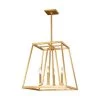 Conant 4-Light Gilded Satin Brass Contemporary Transitional Candlestick Hanging Cage Chandelier by Feiss