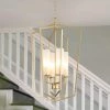 16.5 in. 4-Light Modern Gold Island Pendant Light, Farmhouse Linear Chandelier, Frosted Glass Dining Room Pendant Light by Zevni