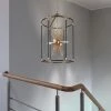 Connty Modern 4-Light Black Chandelier Light, Gold Sputnik Farmhouse Hanging Pendant Light with Metal Cage by Zevni