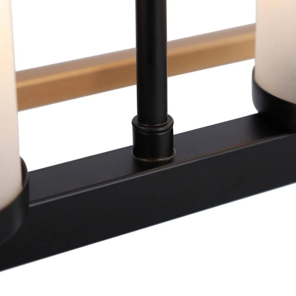 28.5 in. 4-Light Modern Gold Island Chandelier, Transitional Black Cage Chandelier, Frosted Glass LED Pendant Light by Zevni - Image 5