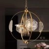 Connty Modern 4-Light Gold Globe Chandelier Light, Sputnik Hanging Pendant with Open Cage Frame by Zevni