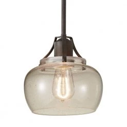 Urban Renewal 8 in. W. 1-Light Rustic Iron Mini Pendant by Feiss