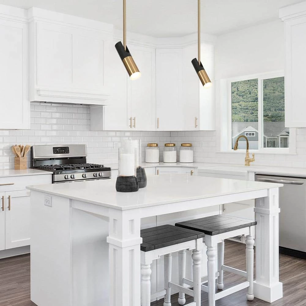 Lulier 5-Watt Integrated LED Hanging Pendant Light, Modern Matte Black and Brass Plated Light Fixture by Zevni - Image 3