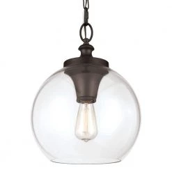 Tabby 12 in. W. 1-Light Oil Rubbed Bronze Pendant by Feiss