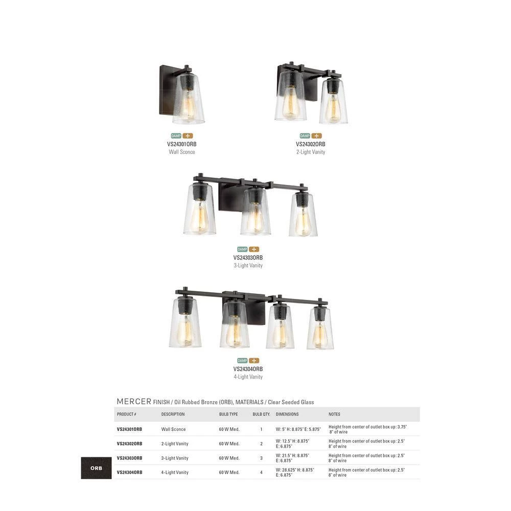 Mercer 1-Light Oil Rubbed Bronze Sconce by Feiss - Image 3