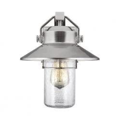 Boynton 1-Light Painted Brushed Steel Finish Outdoor 10.75 in. Wall Lantern Sconce by Feiss