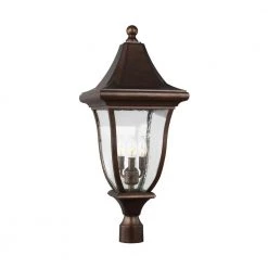 Oakmont 3-Light Outdoor Patina Bronze Lamp Post Light by Feiss