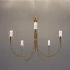 Modern Integrated LED Chandelier, 5-Light Polished Brass Candlestick Chandelier, Farmhouse Hanging Pendant Light by Zevni