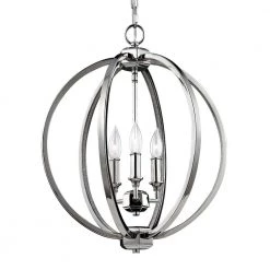 Corinne 3-Light Polished Nickel Pendant by Feiss