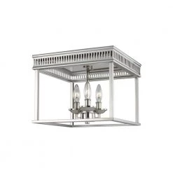 Woodruff 13 in. 3-Light Polished Nickel Flush Mount by Feiss