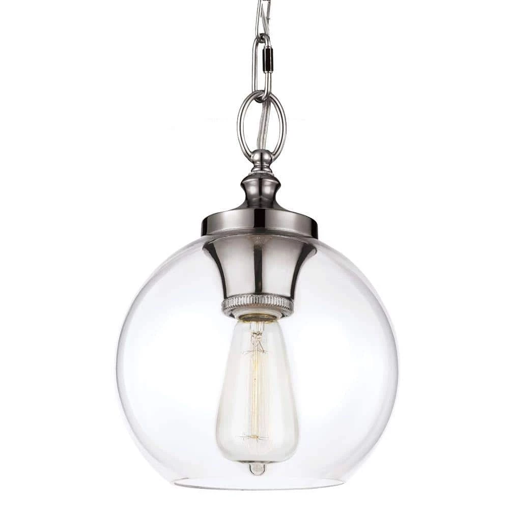 Tabby 1-Light Polished Nickel Mini Pendant by Feiss