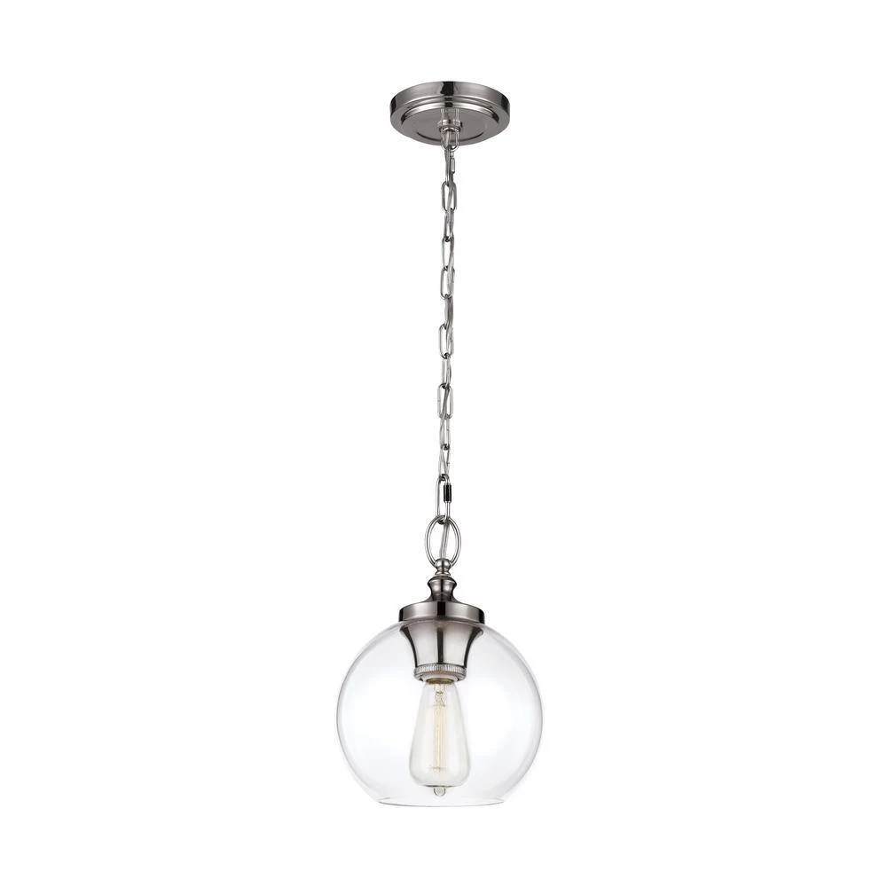 Tabby 1-Light Polished Nickel Mini Pendant by Feiss - Image 2
