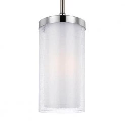 Jonah 1-Light Satin Nickel/Chrome Pendant by Feiss