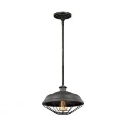 Lennex 1-Light Slated Grey Metal Mini-Pendant by Feiss