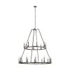 Landen 20-Light Modern Smith Steel Rustic Farmhouse Wagon Wheel Candlestick Hanging Chandelier by Feiss