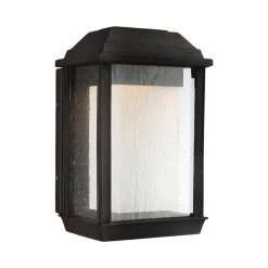McHenry 1-Light Textured Black Outdoor 11.125 in. Integrated LED Wall Lantern Sconce by Feiss