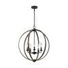 Allier 5-Light Metal Painted Weathered Oak Wood Outdoor Farmhouse Candlestick Globe Chandelier with Clear Glass Shades by Feiss